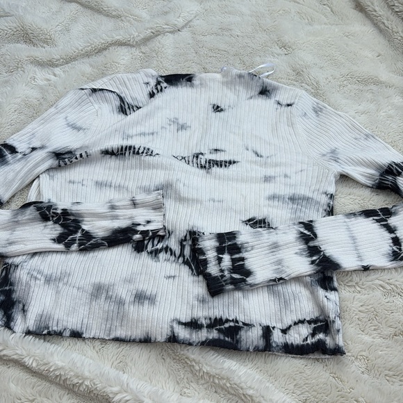 Garage Tie-Dye Ribbed Knit Cardigan | Monochrome Y2K Grunge Vibes Size Small - Picture 5 of 6